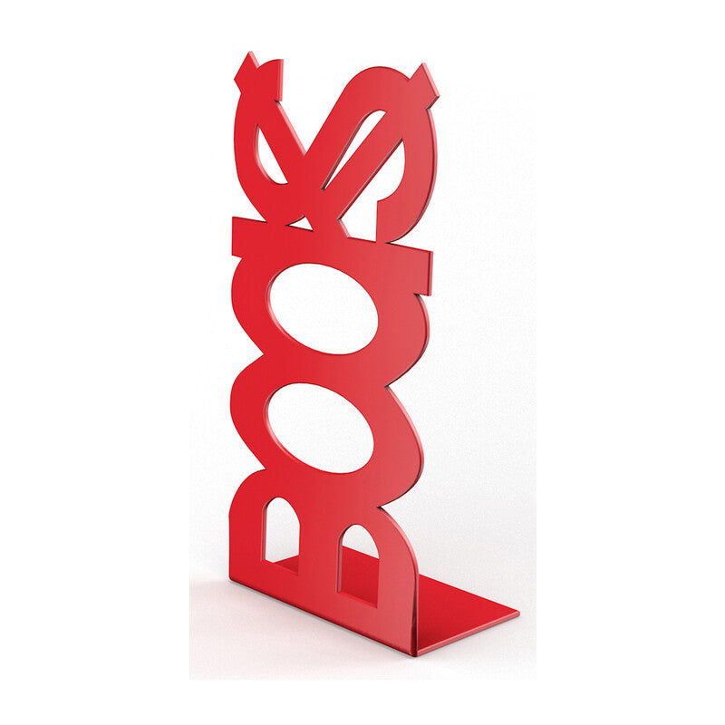 Q.TA' 10 FERMALIBRO IN ACCIAIO BOOKS ROSSO