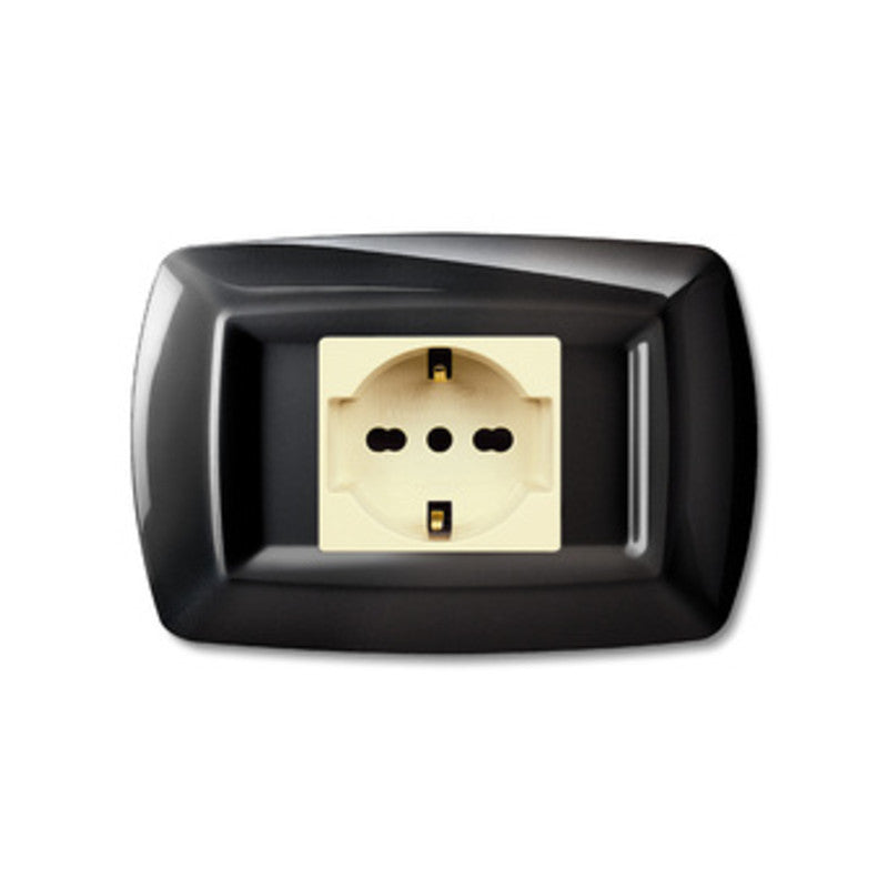 Q.TA' 10 TONDO PLACCA MAGIC PLAST 1P SCHUKO NERO