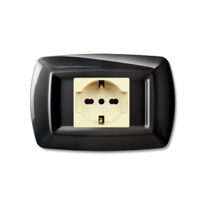 Q.TA' 10 TONDO PLACCA MAGIC PLAST 1P SCHUKO NERO