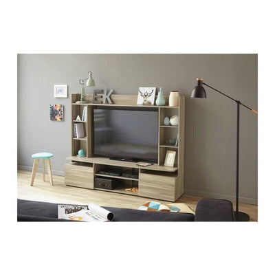 Q.TA' 1 KIT PARETE LIVING SILVER 165X40X150 CM ROVERE