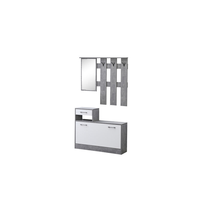 Q.TA' 1 MOBILE INGRESSO RUDOLF 100X26X180 CM BIANCO/CEMENTO