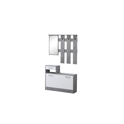 Q.TA' 1 MOBILE INGRESSO RUDOLF 100X26X180 CM BIANCO/CEMENTO
