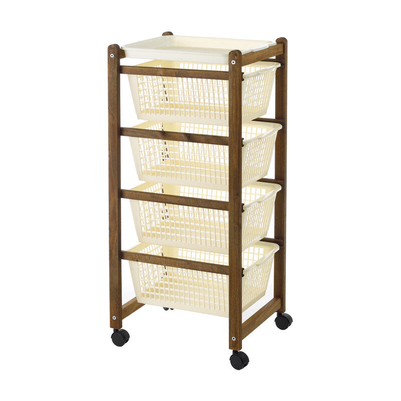 Q.TA' 1 CARRELLO SALVASPAZIO 4 CESTI 36X30X82CM NOCE