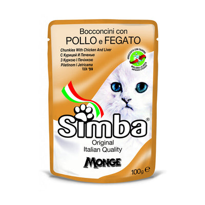 Q.TA' 24 CIBO GATTO MONGE SIMBA 100 G POLLO E FEGATO