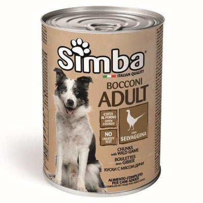 Q.TA'. 24 CIBO CANE MONGE SIMBA 415 G BOCCONC SELVAGG