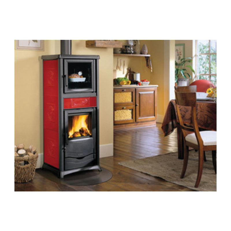 Q.TA' 1 STUFA LEGNA C/FORNO 9.1 KW ROSSELLA PLUS EVO BORDEAUX