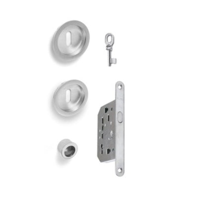 Q.TA' 1 KIT MANIGLIE TONDO PORTA SCORR C/CHIAVE CRO SAT