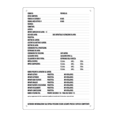 Q.TA' 10 CARTELLO DIREZIONE LAVORI 60X40 CM