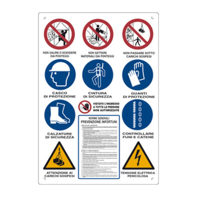 Q.TA' 10 CARTELLO CANTIERE 12 SIMBOLI 80X60 CM