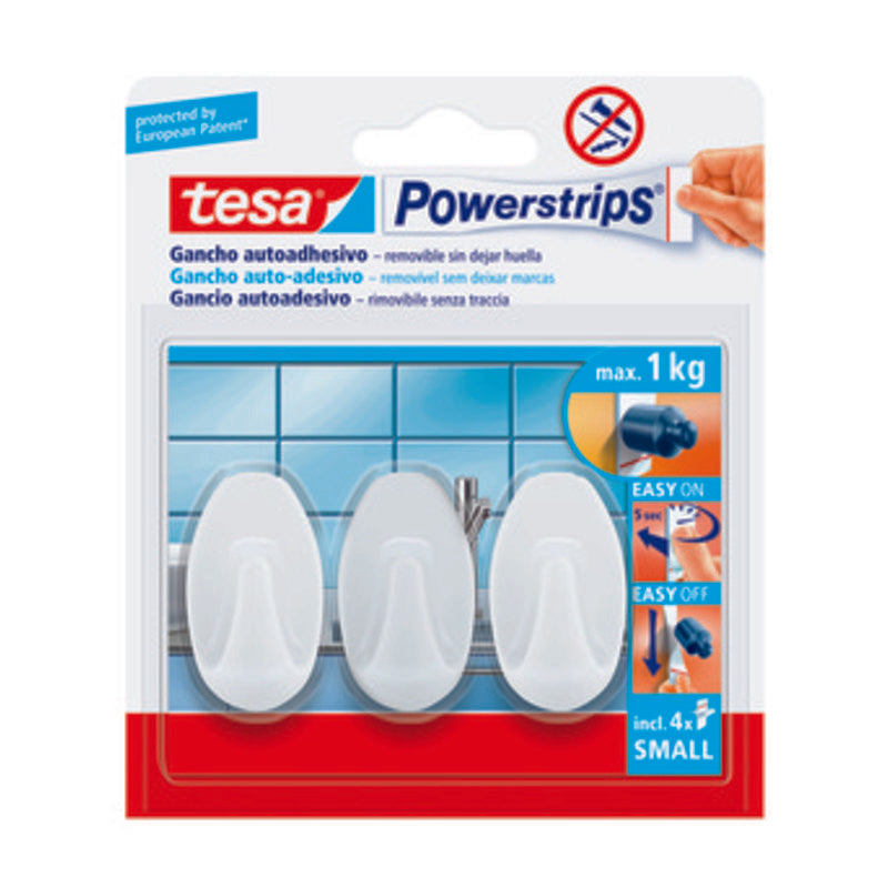 Q.TA' 6 GANCIO ADESIVO TESA POWERSTRIPS PICCOLO B.CO 3