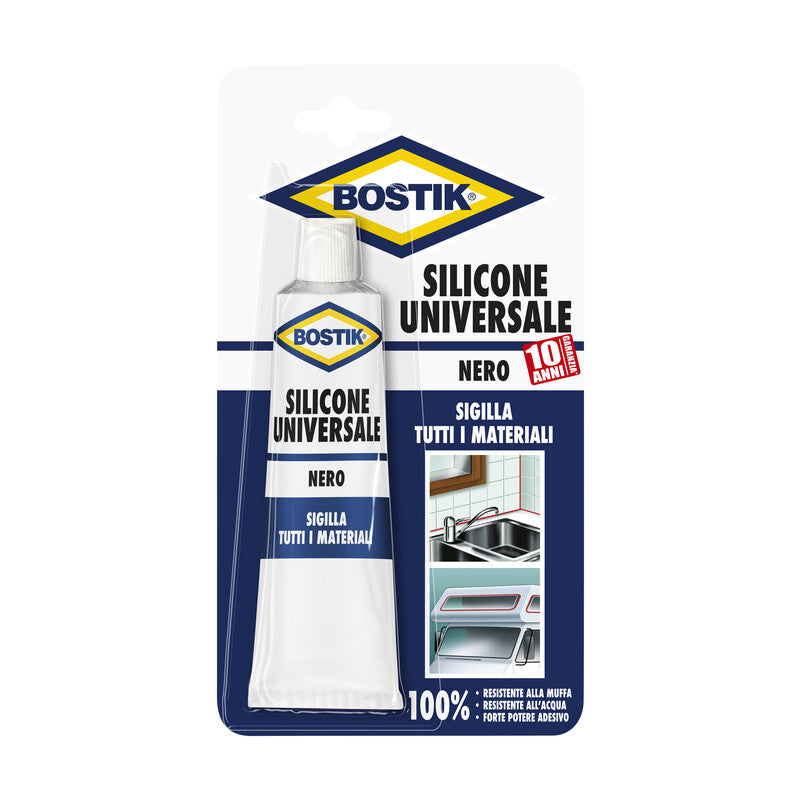 Q.TA' 12 BOSTIK SILICONE UNIVERSALE 60 ML NERO BLISTER