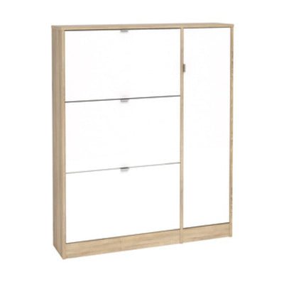 Q.TA' 1 KIT SCARPIERA 3 RIBALTE +1 ANTA 102X24X125 ROVERE BIANCO