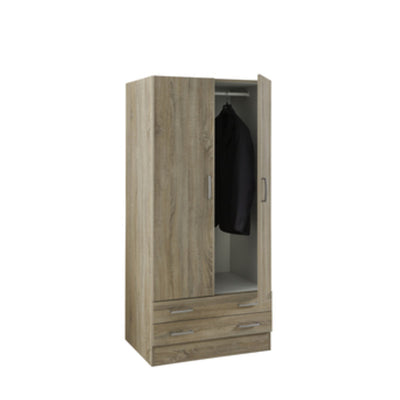 Q.TA' 1 KIT ARMADIO 2 ANTE + 2 CASSETTI 82X46X184,3 ROVERE SCURO