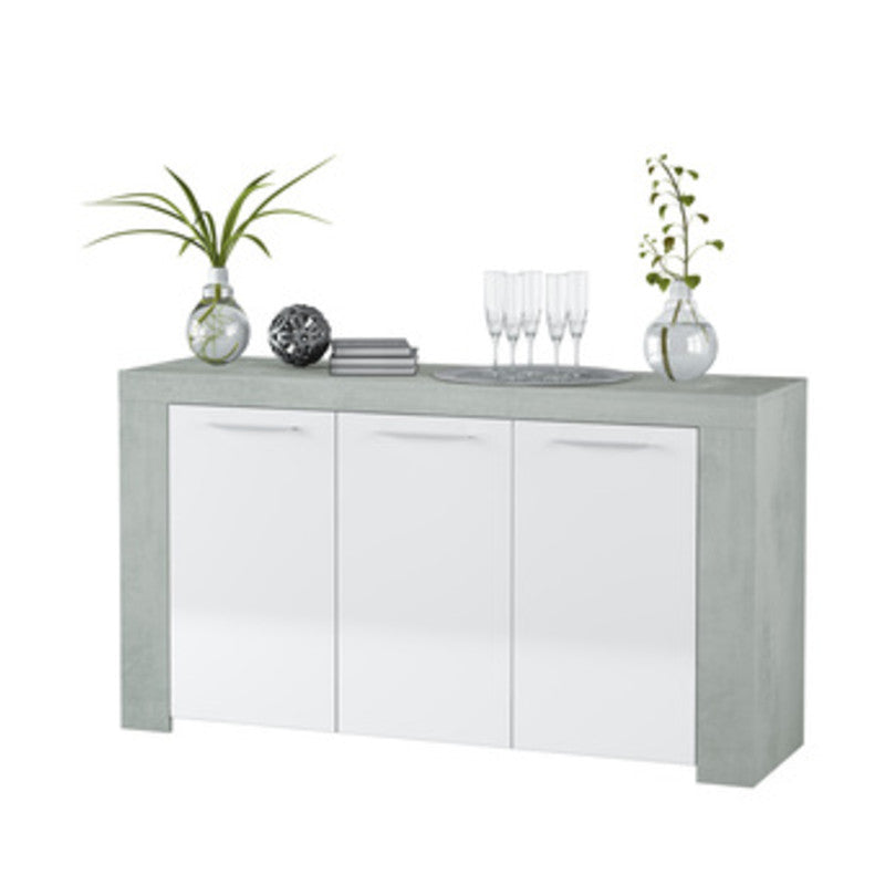 Q.TA' 1 KIT CREDENZA 3 ANTE AMBIT 144X42XH80 BIA/CEMEN