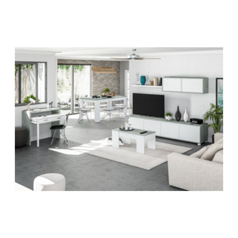 Q.TA' 1 KIT TAVOLO CAFF ELEV 50X100X45/56H BIANCO/CEMEN