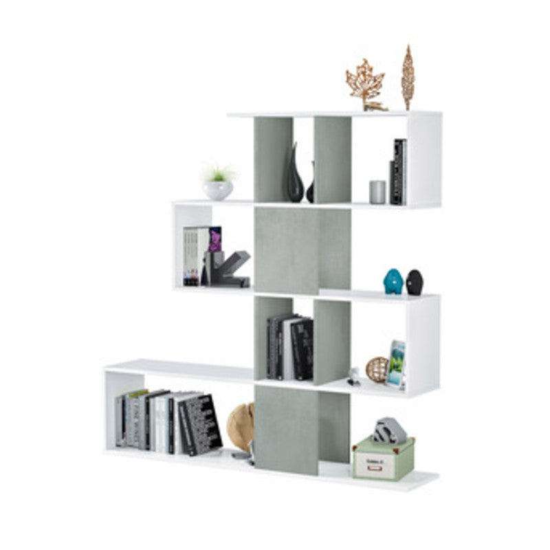 Q.TA' 1 KIT LIBRERIA ZIG ZAG 145X28X145 BIANCO CEMENTO