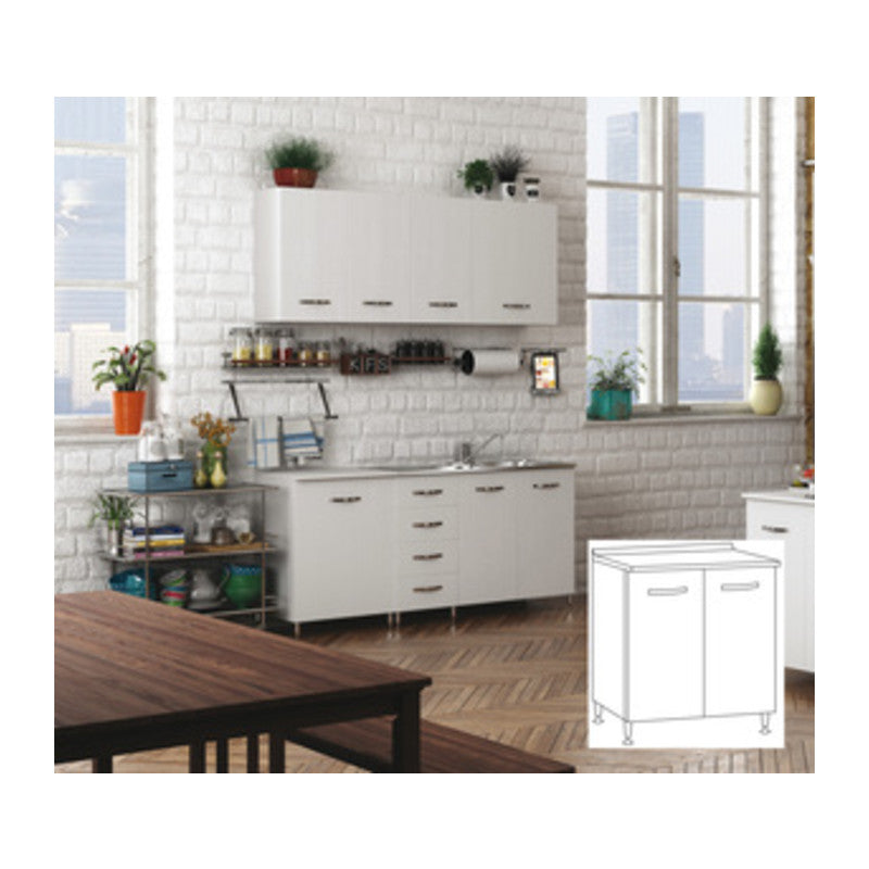 Q.TA' 1 KIT CUCINA BASE 2 ANTE 80X50XH85 CM BIANCO
