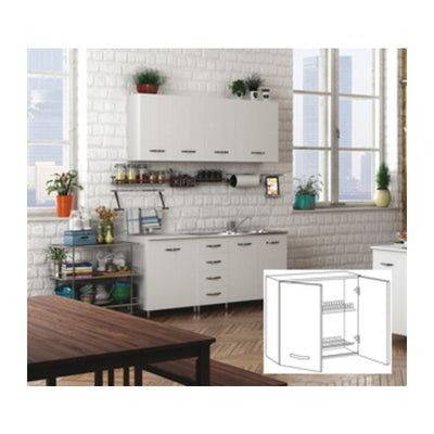 Q.TA' 1 KIT CUCINA PENSILE 2 ANTE SCOLAPIATTI 80X32XH72 CM BIANCO