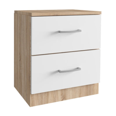 Q.TA' 1 KIT COMODINO 2 CASSETTI 45X34XH47 CM ROVERE BIANCO