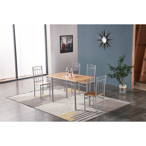 Q.TA' 1 SET TAVOLO C/4 SEDIE 120X70 CM LEGNO CHIARO