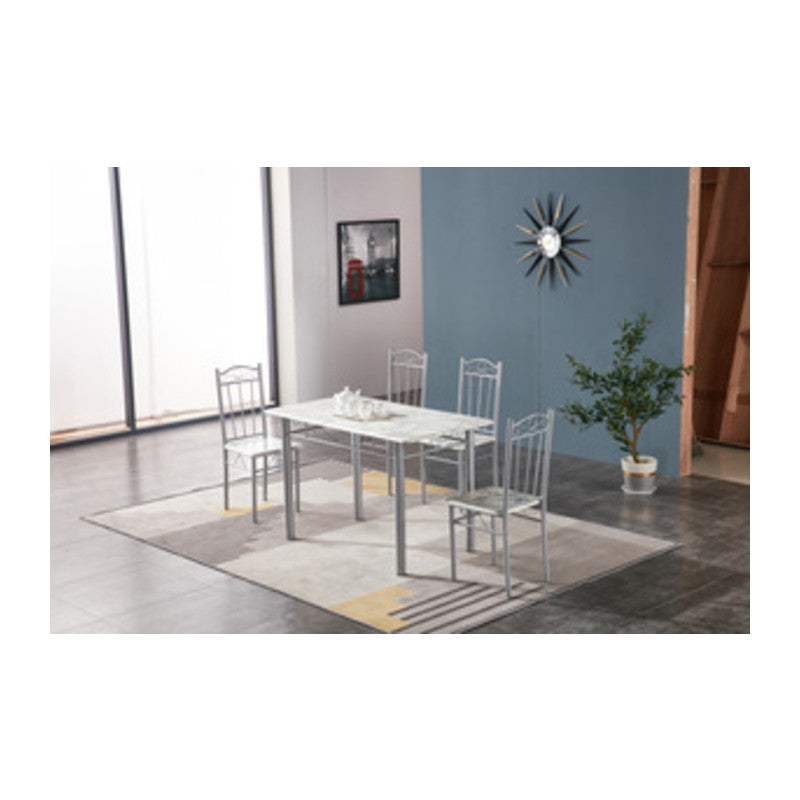 Q.TA' 1 SET TAVOLO C/4 SEDIE 120X70 CM EFF. MARMO CHIARO