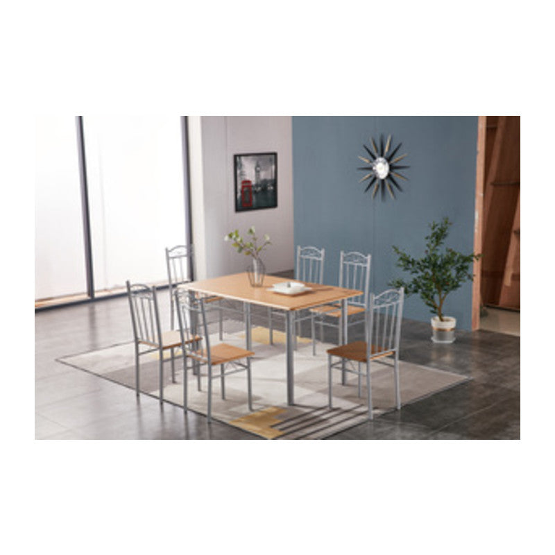 Q.TA' 1 SET TAVOLO C/6 SEDIE 140X80 CM LEGNO CHIARO