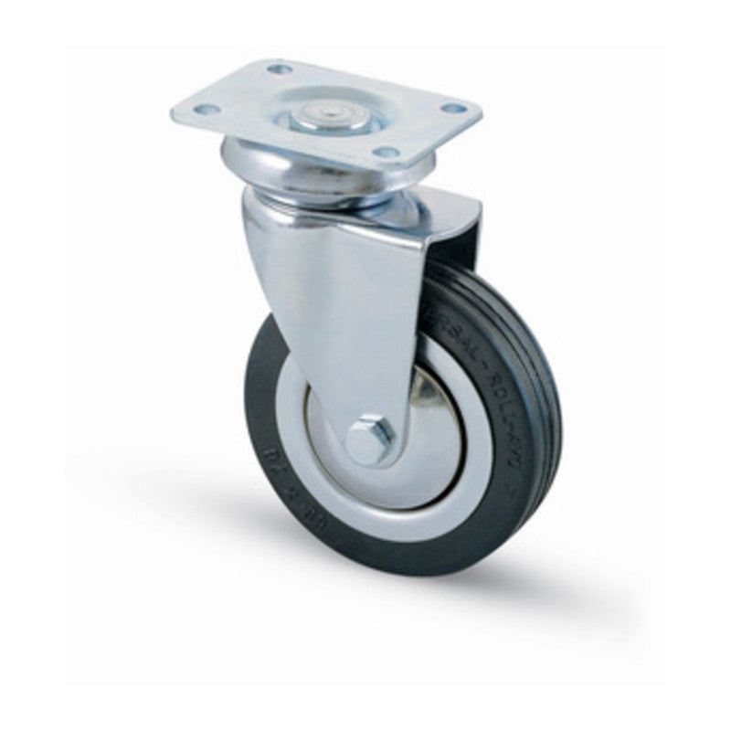 Q.TA' 1 RUOTA CARRELLO D 100 MM GOMMA 155 PIASTRA