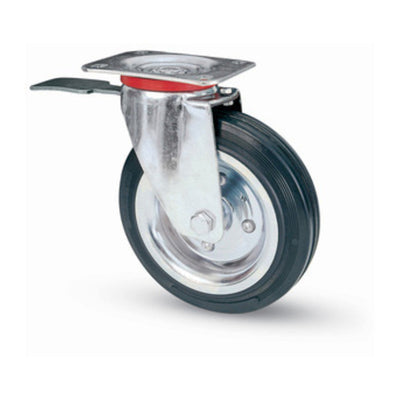 Q.TA' 1 RUOTA INDUSTRIALE D 200 MM GOMMA 80BIS PIASTRA GIR FRE