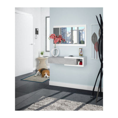 Q.TA' 1 KIT INGRESSO 1 CASSETTO + SPECCHO NOON BIANCO CEMENTO