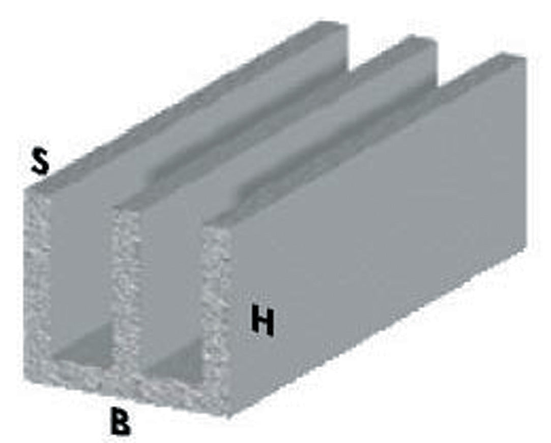 Q.TA'. 5 PROFILO ARGENTO H.100 CM CANALINO UU 16X12X1 MM**