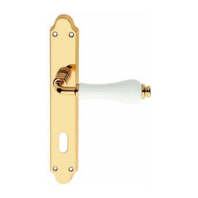 Q.TA' 1 MANIGLIA OTTONE DALIA Q 8/90 CERAMICA LUCIDO BIA