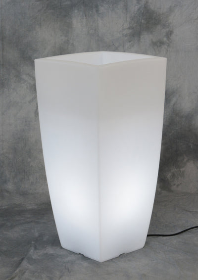 Q.TA' 1 VASO STILO SQUARE BRIGHT 33X33X70CM LUCE BIANCA