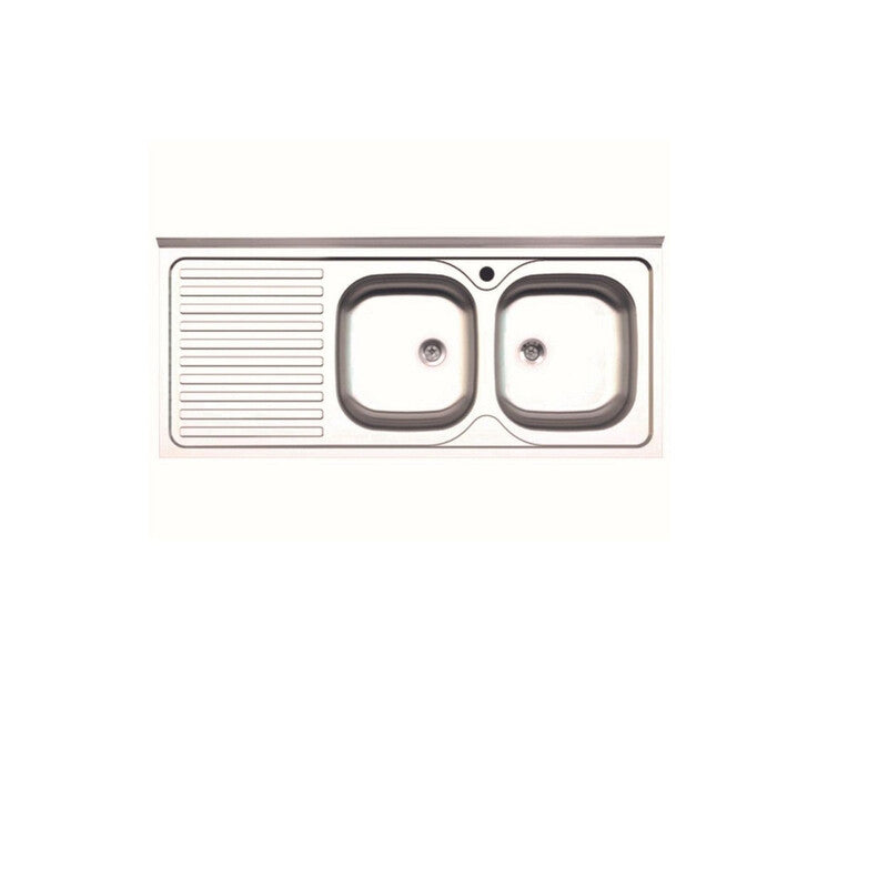 Q.TA' 1 LAVELLO APPOGGIO INOX 2 VASCHE DX + GOCCIOLATOIO SX 120 CM