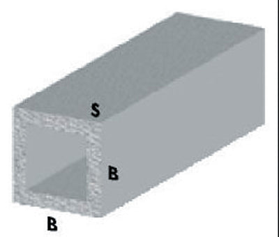 Q.TA'. 5 PROFILO ARGENTO H.100 CM TUBO QUADRO 10X10X1 MM**