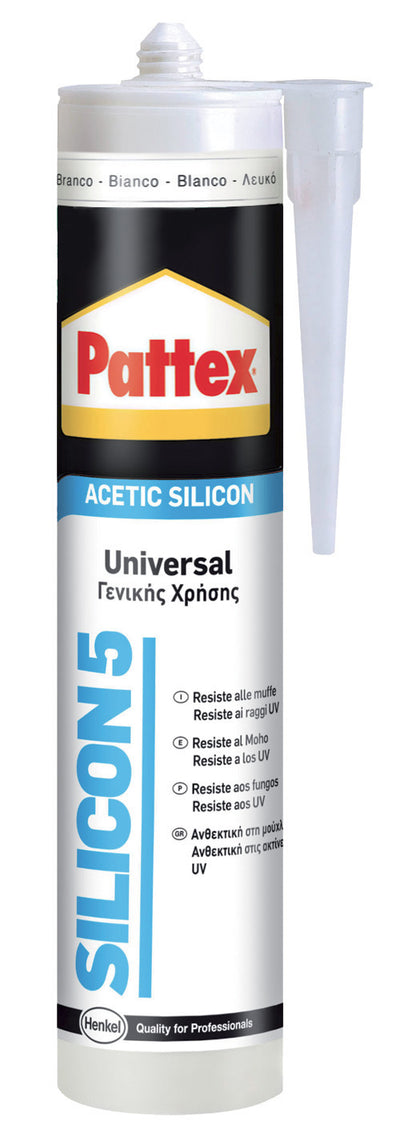 Q.TA'. 25 PATTEX SILICON 5 UNIVERSALE TRASPAR 280 ML CARTUC