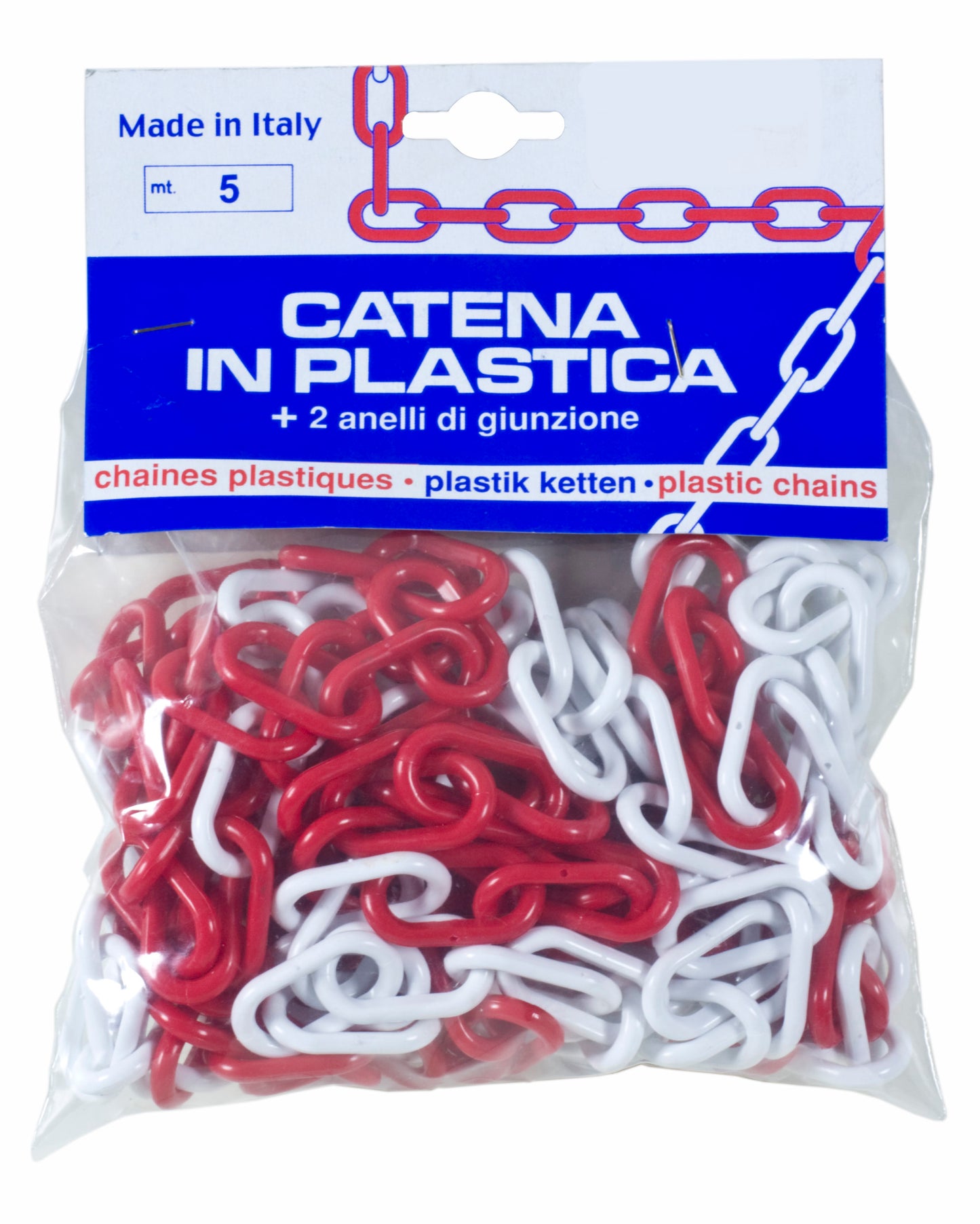 PL CATENA PLASTICA BIANCO ROSSO D 6 MM DA 5 M