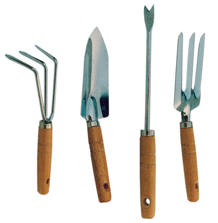 Q.TA'. 6 SET 4 ATTREZZINI DA GIARDINO MANICO LEGNO IMP19660