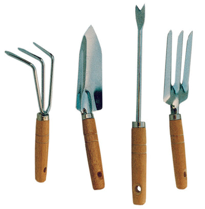 Q.TA'. 6 SET 4 ATTREZZINI DA GIARDINO MANICO LEGNO IMP19660