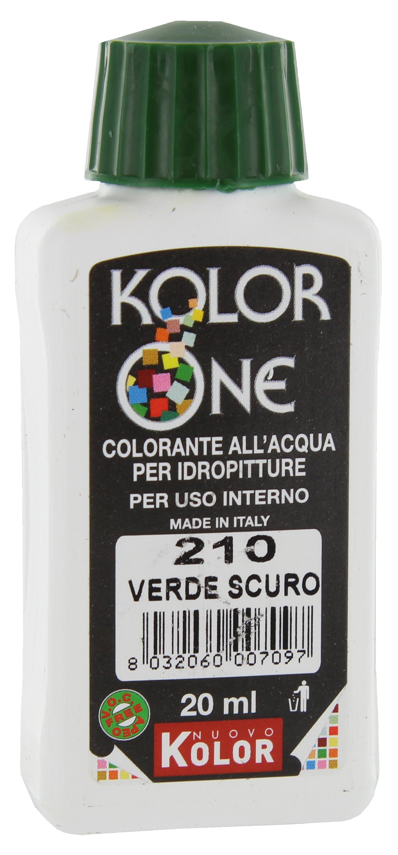 Q.TA'. 12 COLORANTE KOLOR ONE 20 ML VERDE SCURO 210