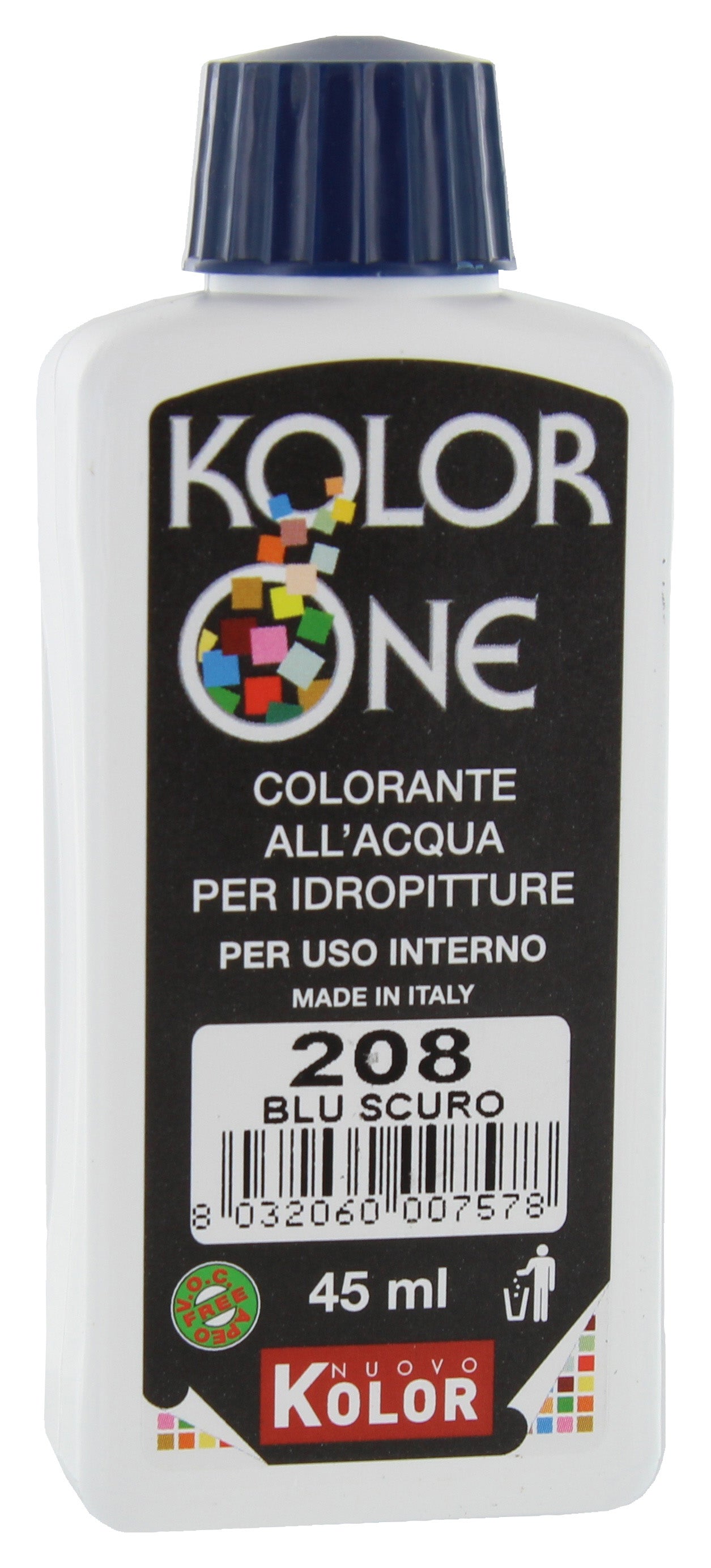 Q.TA'. 12 COLORANTE KOLOR ONE 45 ML BLU SCURO 208