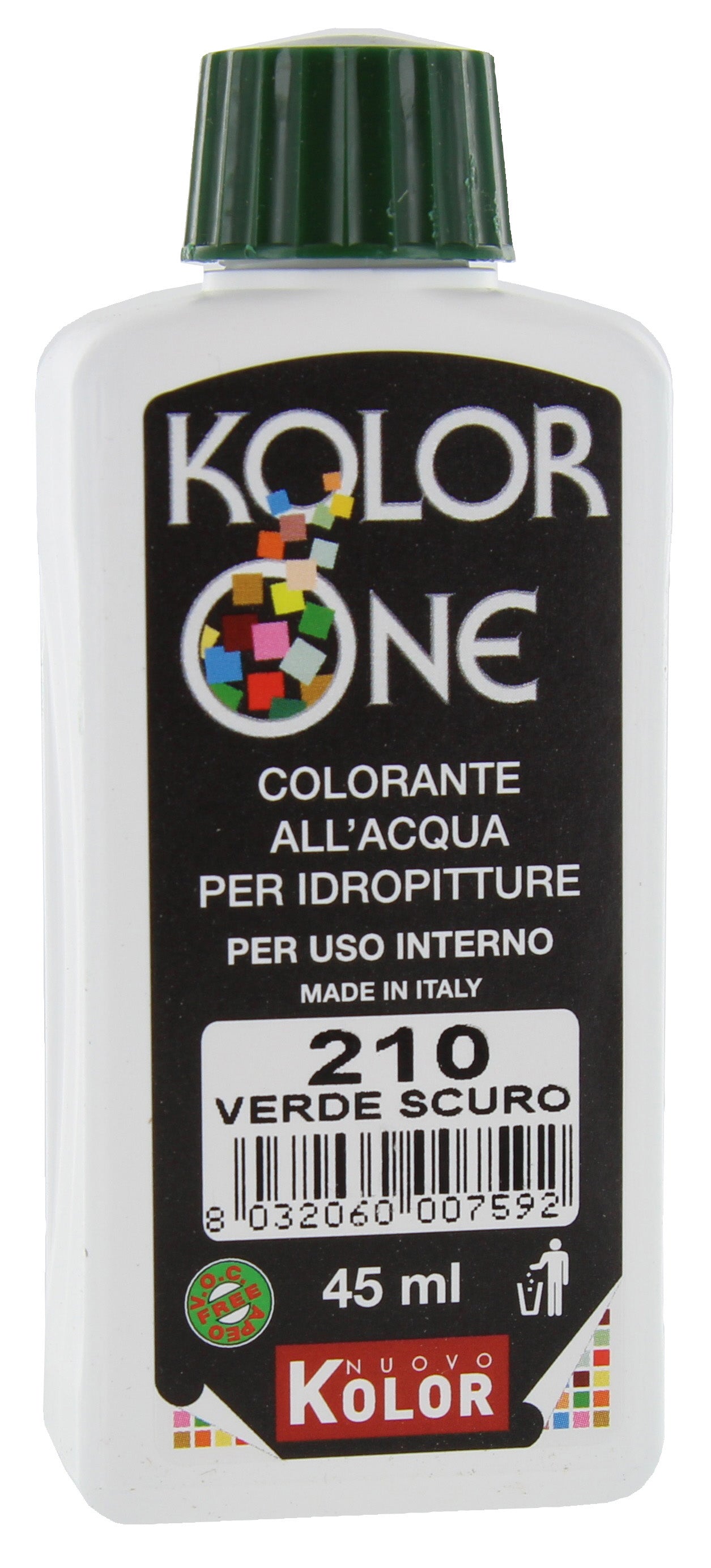 Q.TA'. 12 COLORANTE KOLOR ONE 45 ML VERDE SCURO 210