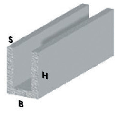 Q.TA'. 5 PROFILO ARGENTO H.200 CM CANALINO U 10X10X1 MM*