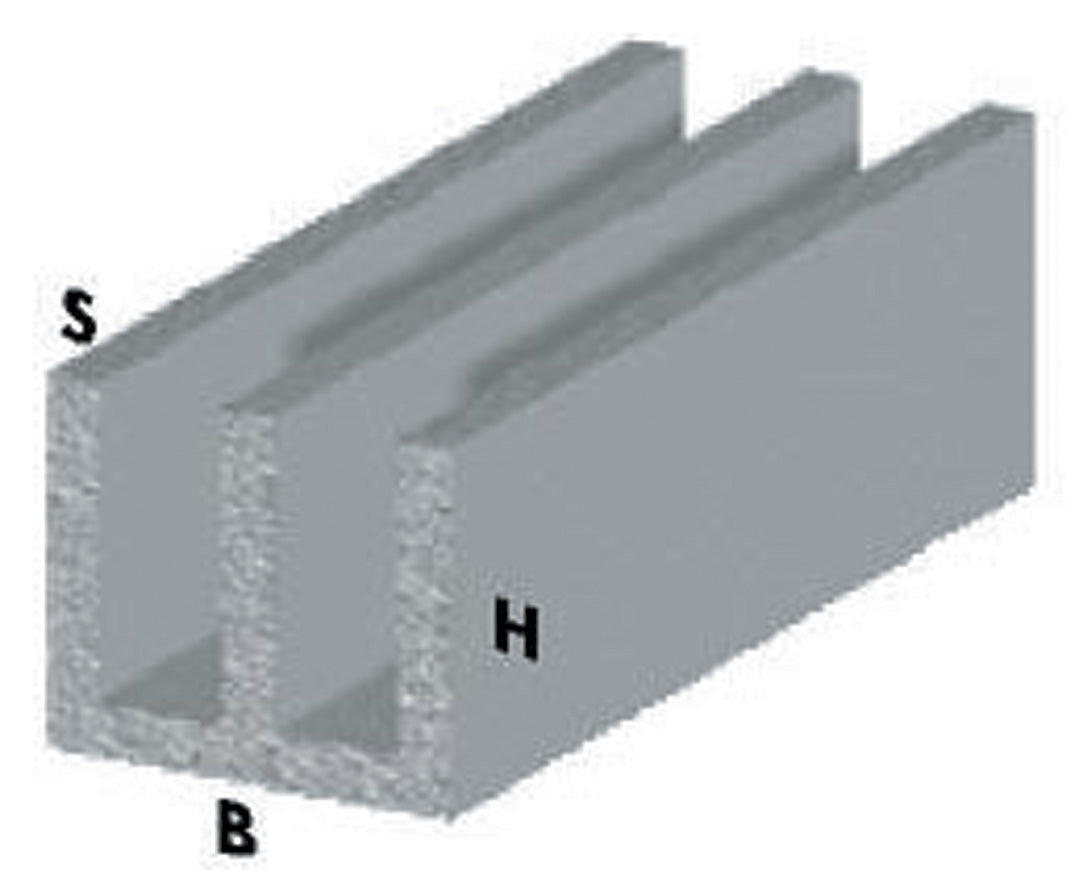 Q.TA'. 5 PROFILO ARGENTO H.200 CM CANALINO UU 20X18X1 MM*