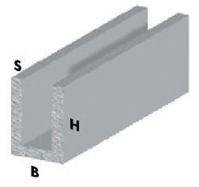 Q.TA'. 5 PROFILO ARGENTO H.100 CM CANALINO U 8X 8X1 MM**