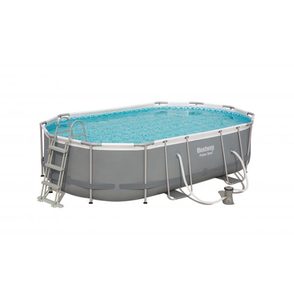 PISCINA C/TELAIO E POMPA OVALE 488X305XH107 CM 56448