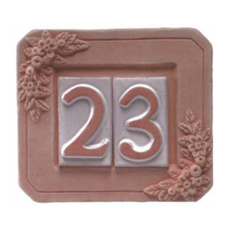 Q.TA' 5 PORTANUMERO IN TERRACOTTA 2 POSTI 18X16 CM