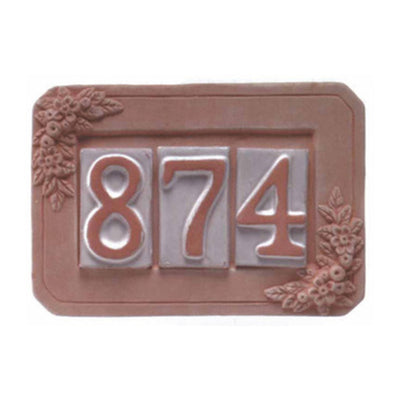 Q.TA' 5 PORTANUMERO IN TERRACOTTA 3 POSTI 24X16 CM