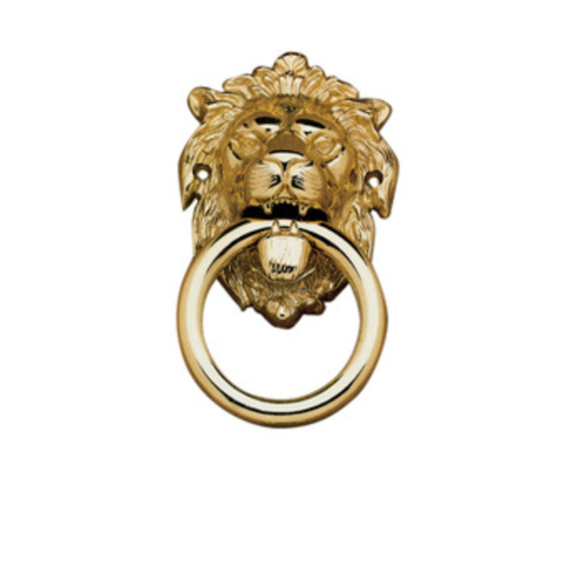 Q.TA' 2 BATTENTE OTTONE LEONE C/ANELLO 150 MM LUCIDO