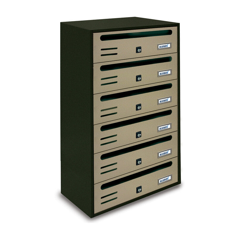 Q.TA' 1 CASSETTA POSTALE ALUBOX CUBO/R 6 38,5X25X63 SABBIA