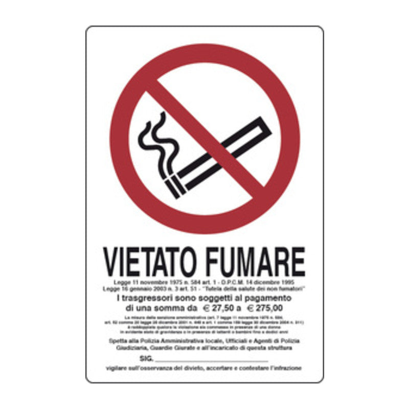 Q.TA' 10 TARGA VIETATO FUMARE L.311/1 180X120 MM